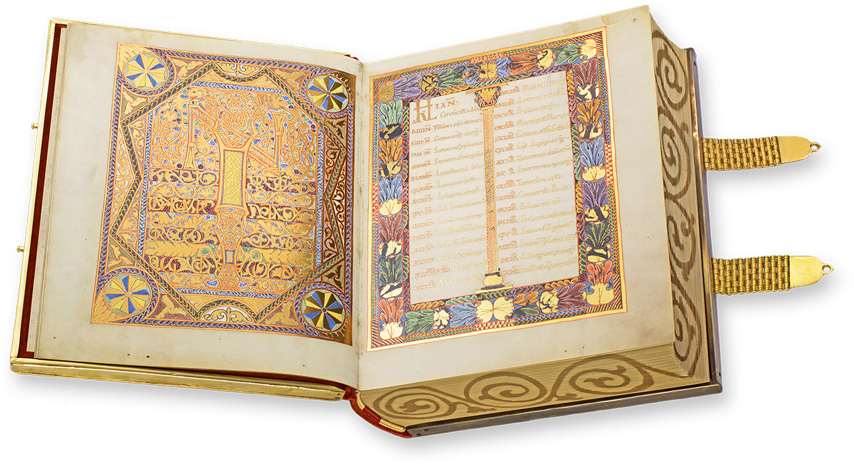 Sakramentar Heinrichs II. Links: Flechtband-Initialligatur "IN" am Anfang des Wortes "Incipit". (Sakramentar Heinrichs II., Benediktinerabtei von St. Emmeram, Regensburg (Deutschland) — 1007–1014)