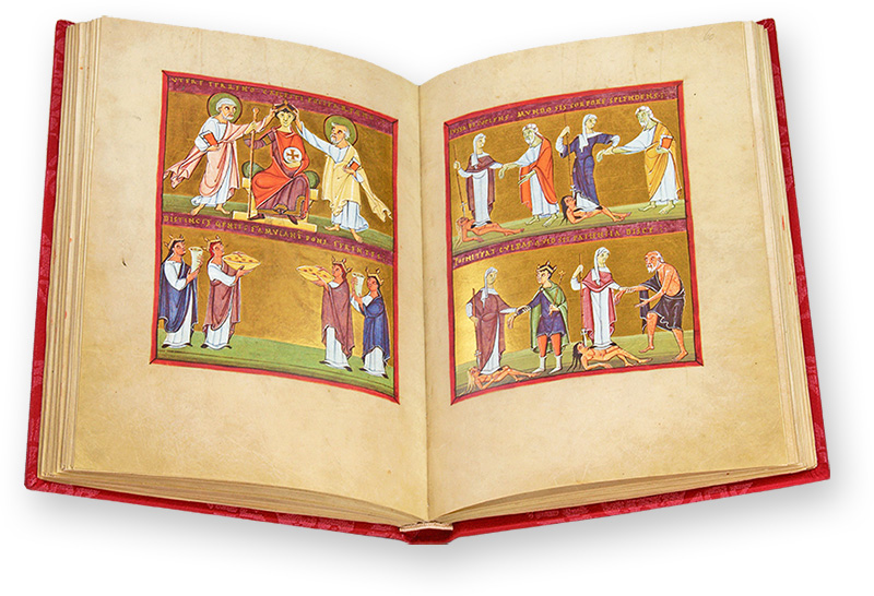 Bamberger Apokalypse Handelt es sich bei der gekrönten Figur in der Miniatur oben links um Otto III. oder Heinrich II.? (Bamberger Apokalypse, Kloster Reichenau (Deutschland) — Um 1000–1020)